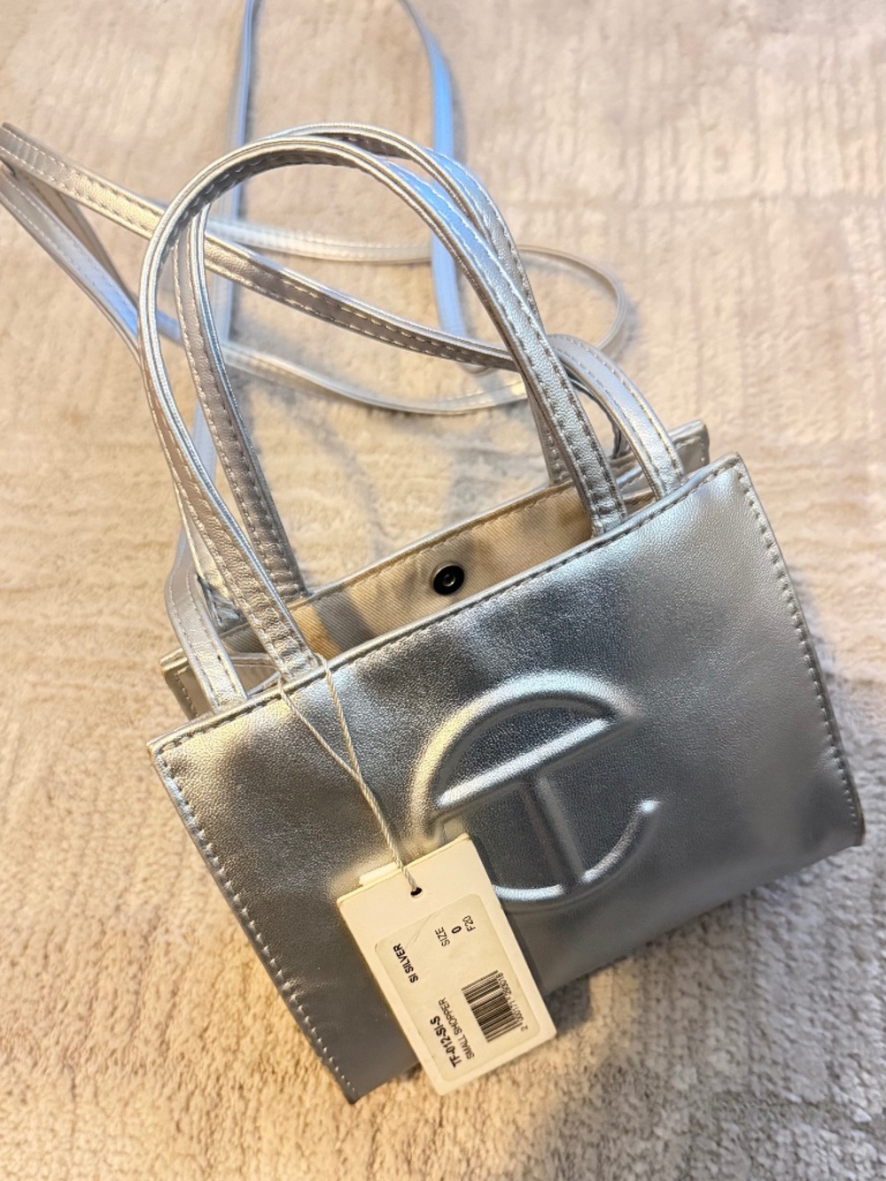 Silver Metallic Telfar Bag (small)